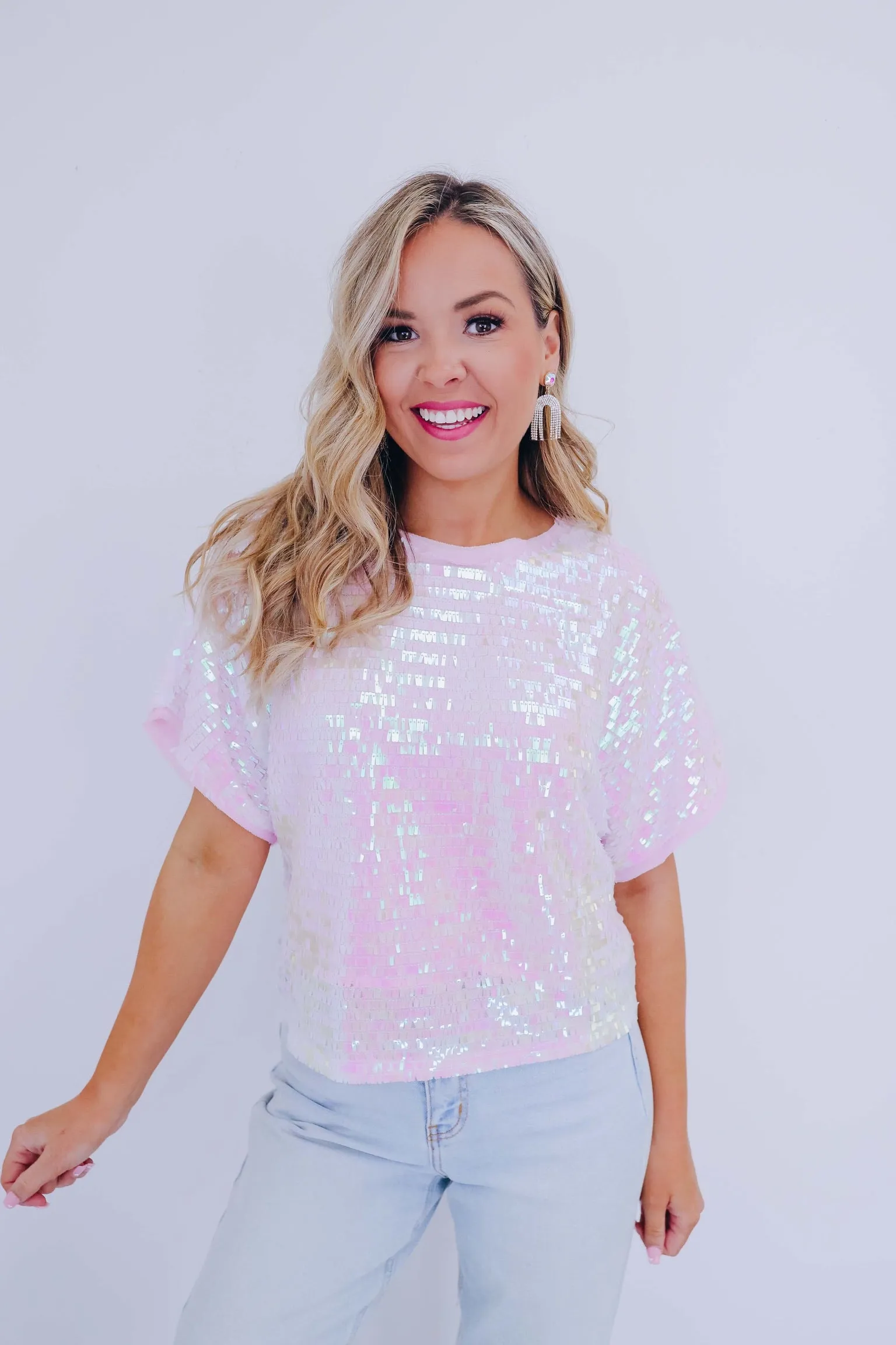Sutton Chiffon Sequin Top - Pink