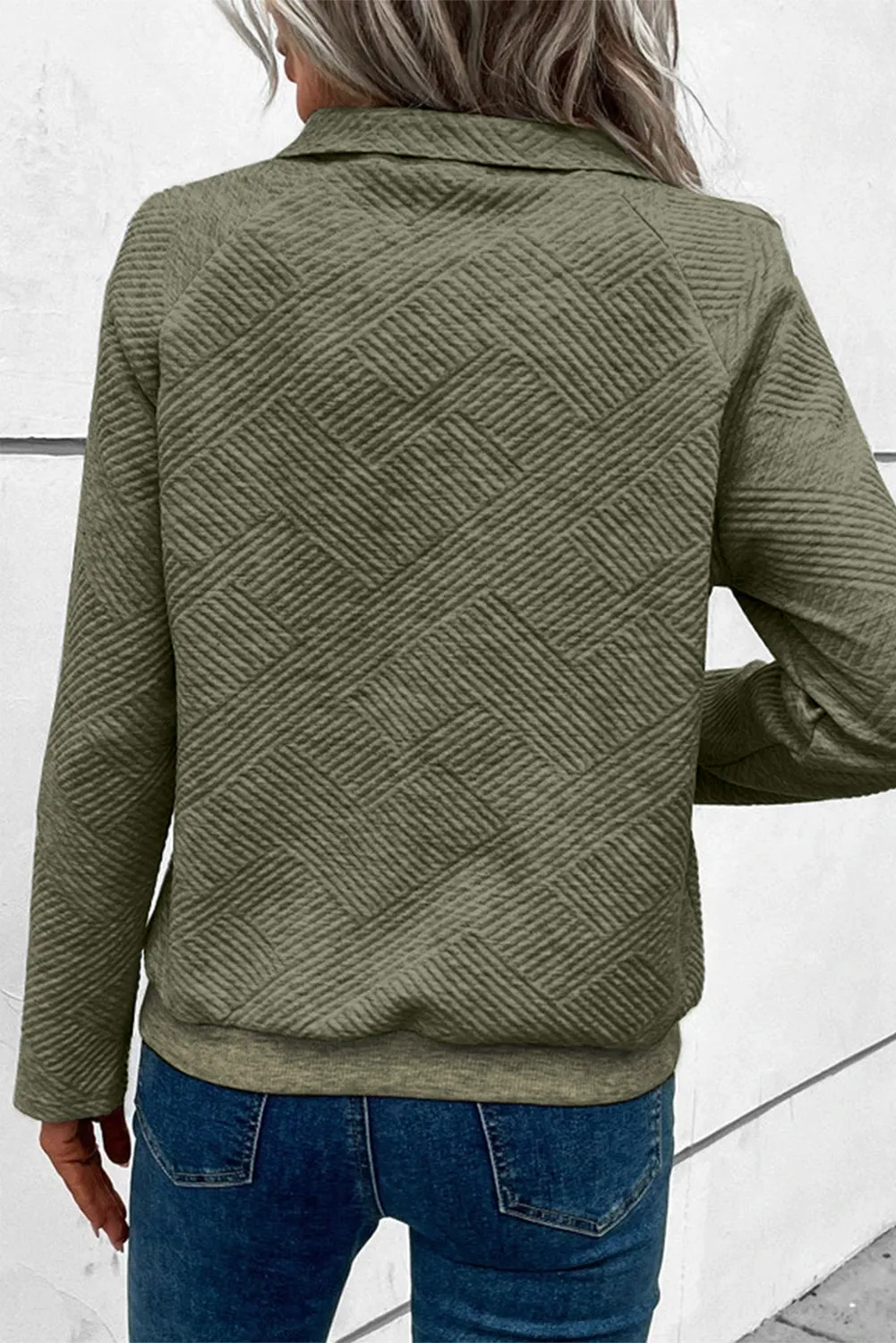 Swamp Textured Knit Buttoned Kangaroo Pocket Sweatshirt