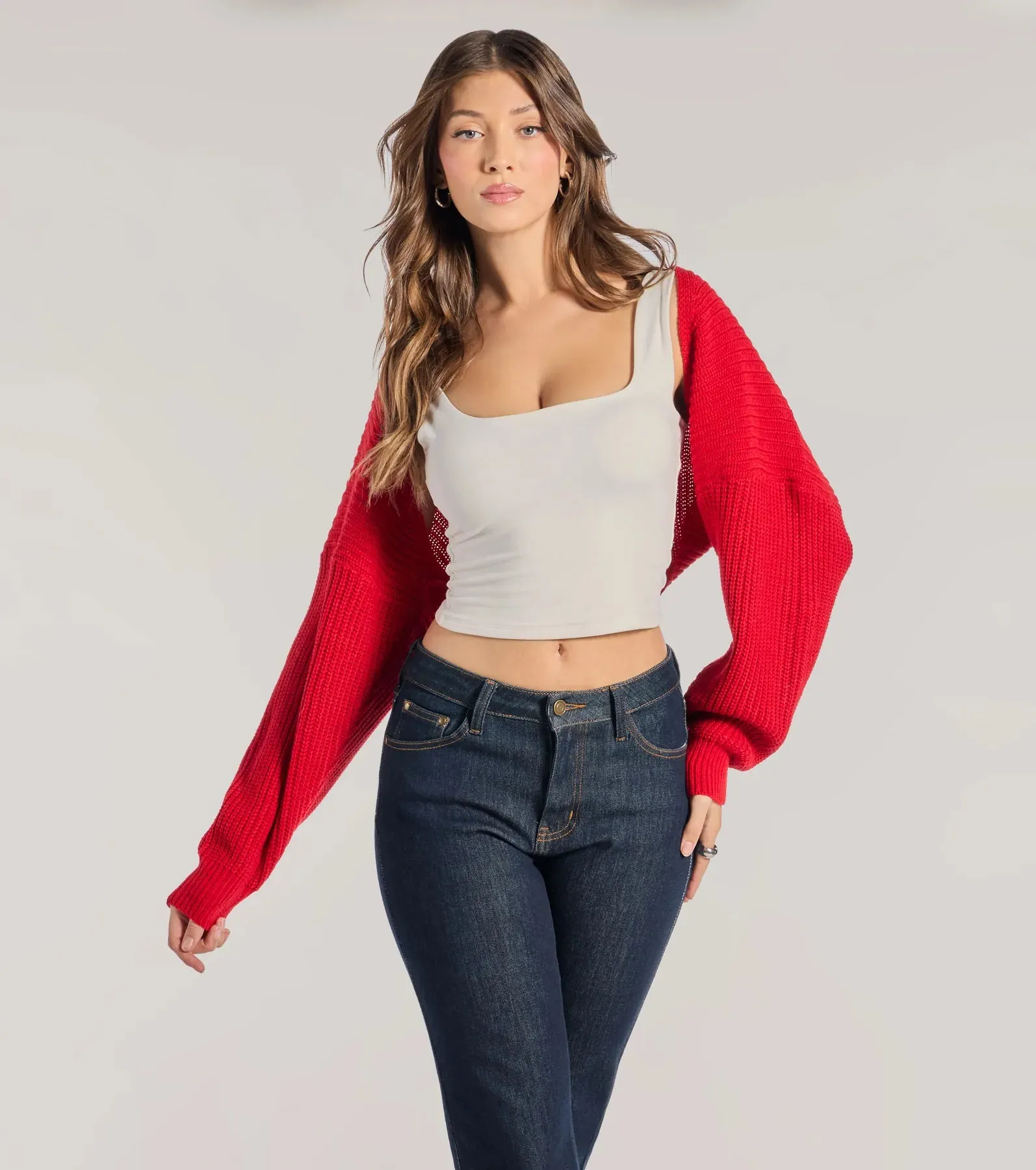 Sweet And Cozy Oversized Knit Sweater Bolero