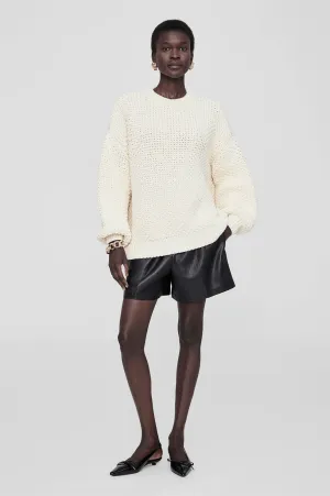 Sydney Crew Sweater in Ivory Crochet