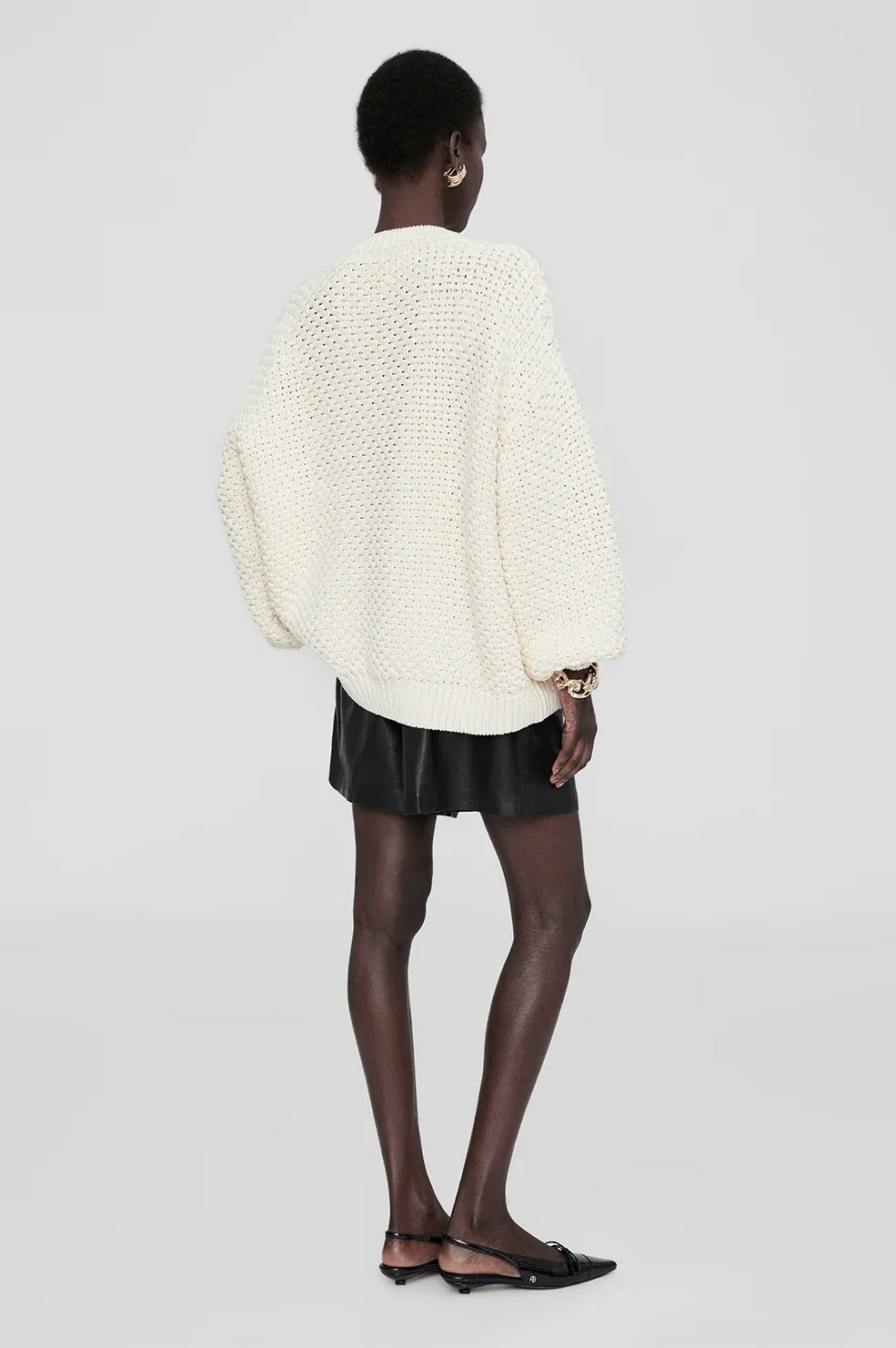 Sydney Crew Sweater in Ivory Crochet
