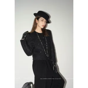Textured Black Cardigan