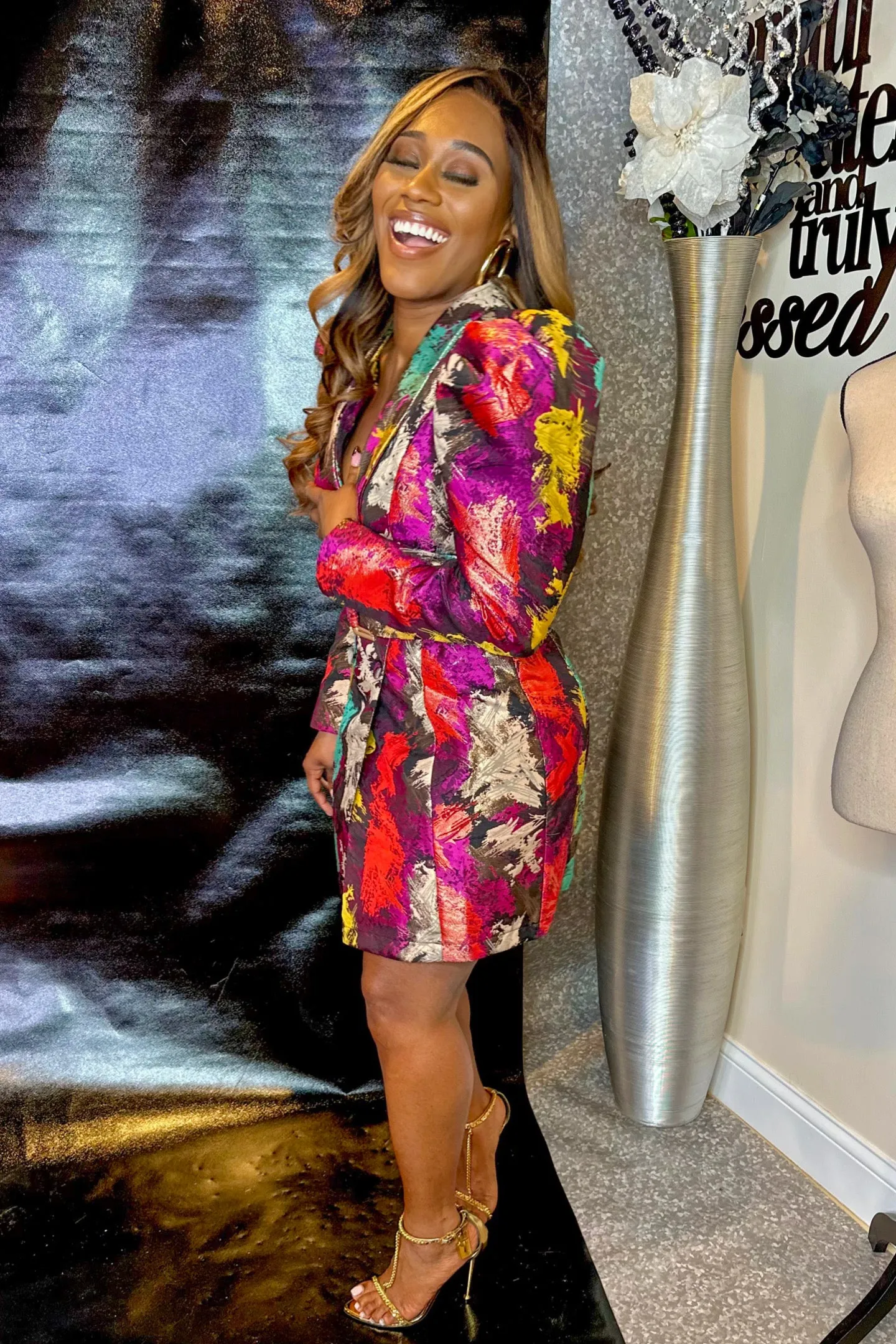 TEXTURED BLAZER DRESS