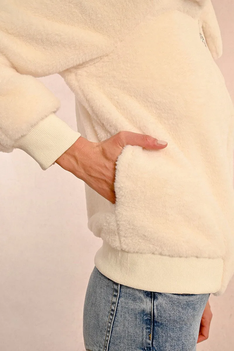 TEXTURED FAUX FUR JACKET