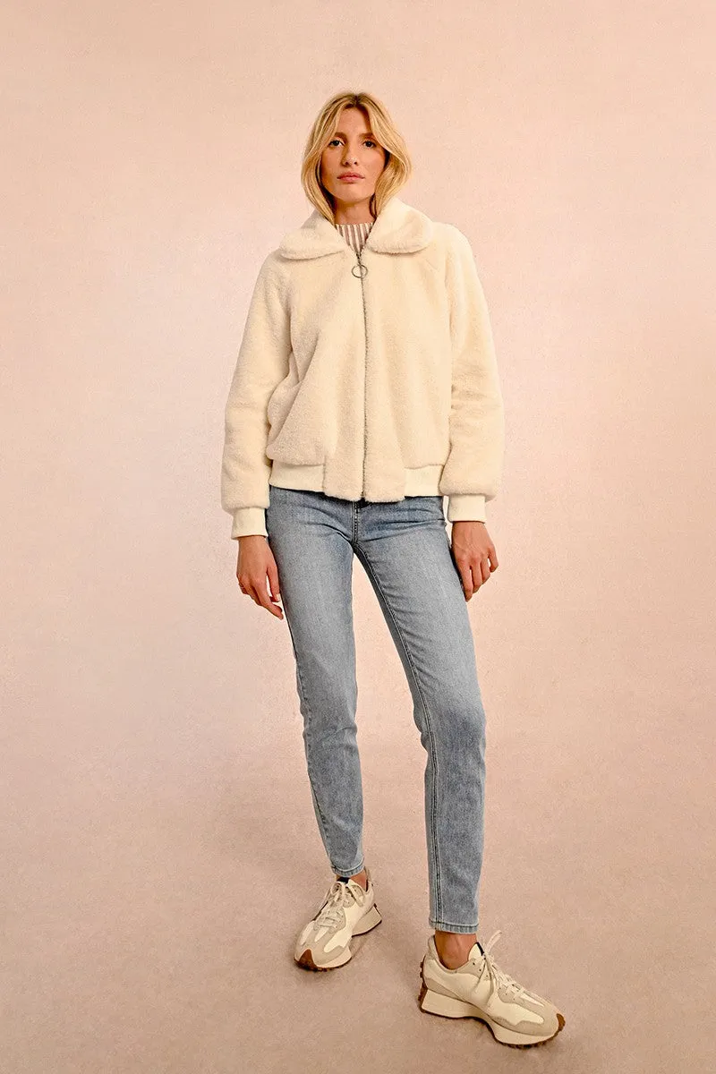 TEXTURED FAUX FUR JACKET
