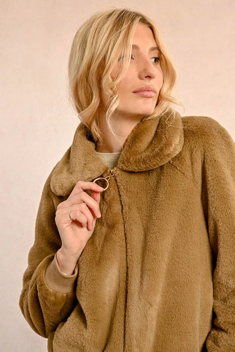 TEXTURED FAUX FUR JACKET