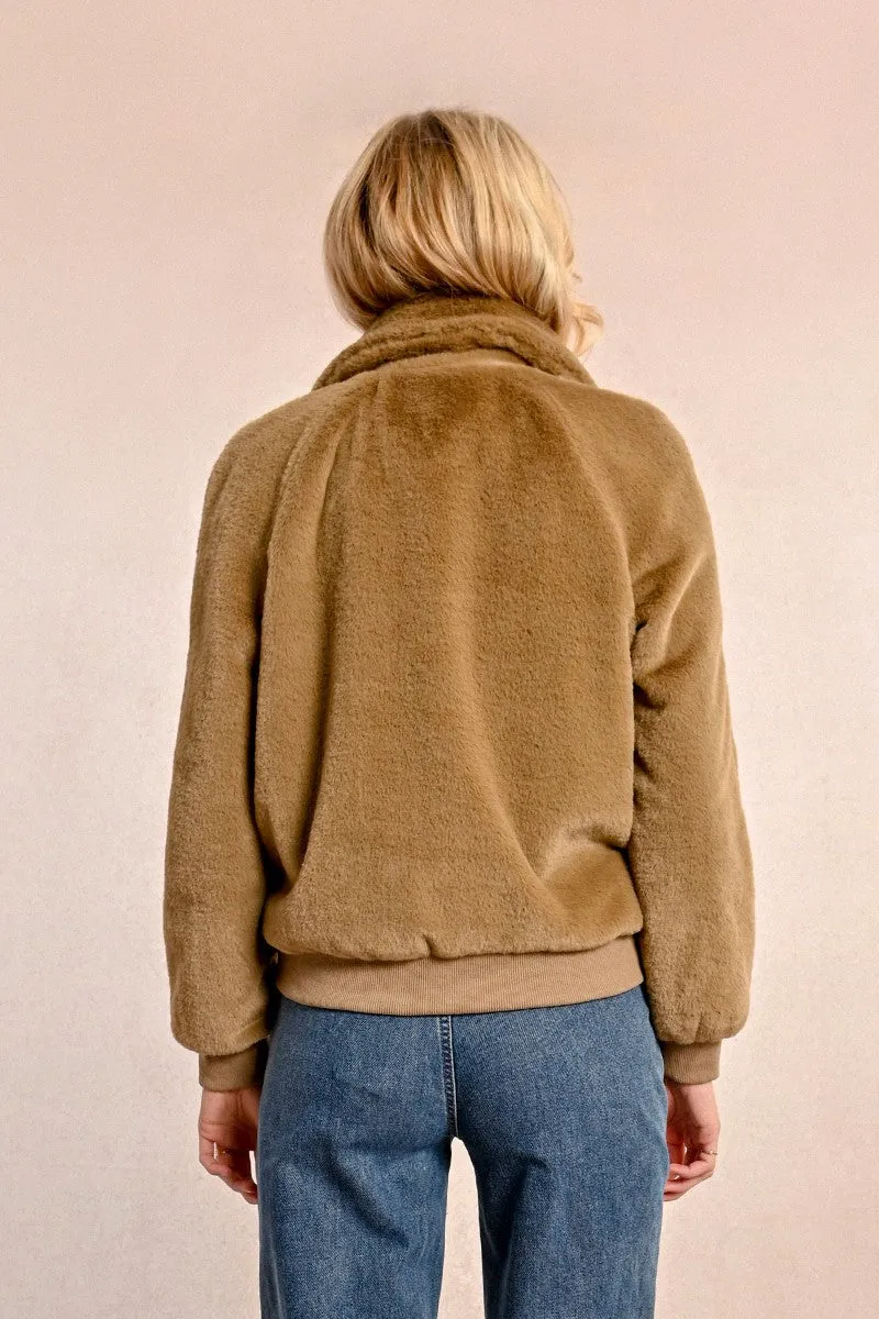 TEXTURED FAUX FUR JACKET
