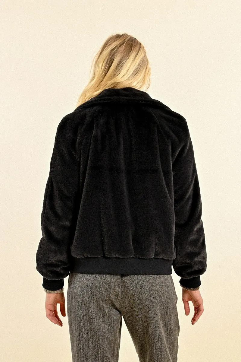TEXTURED FAUX FUR JACKET
