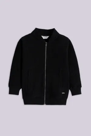 Textured Fleece Zipper Jacket