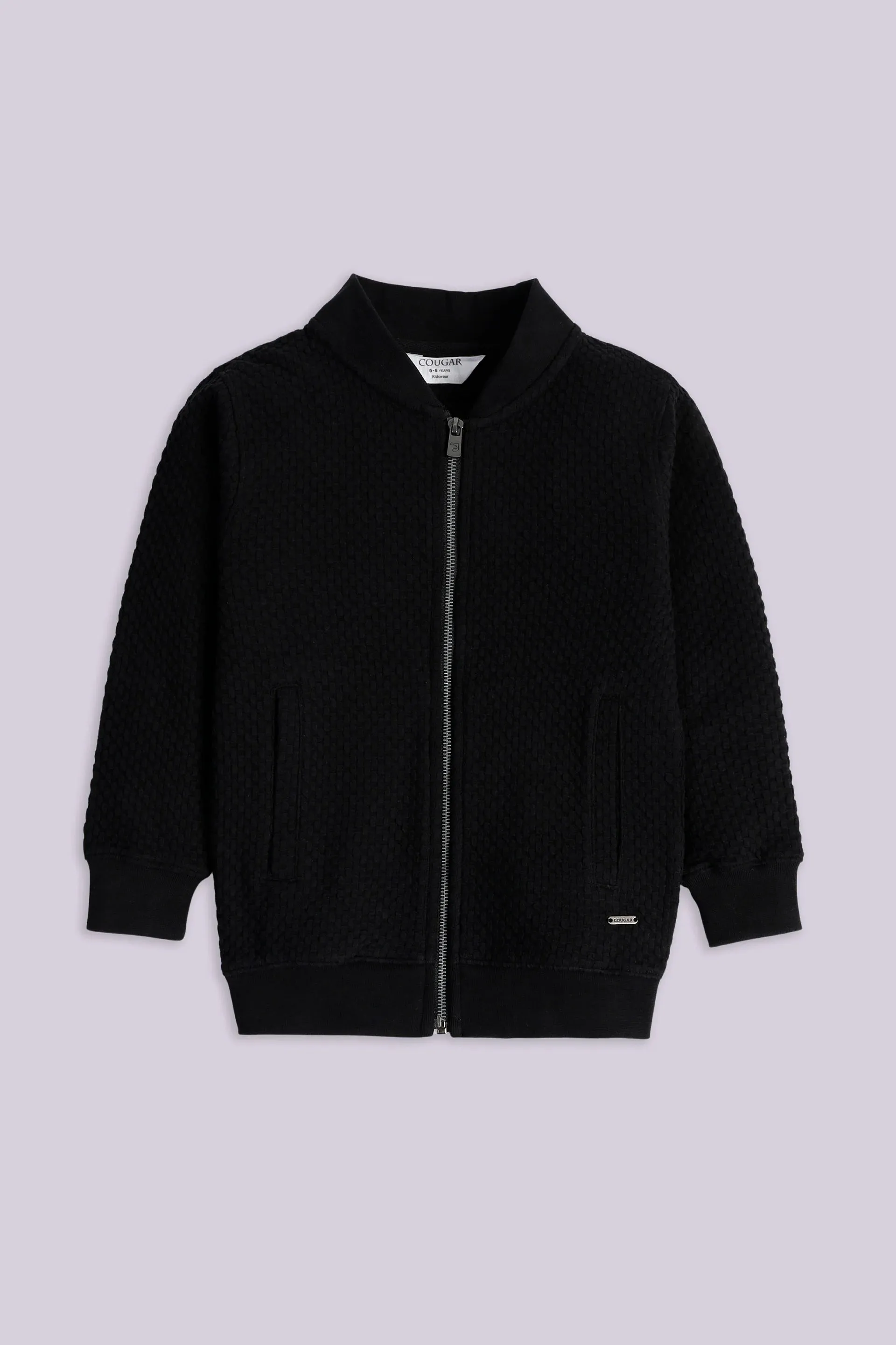 Textured Fleece Zipper Jacket