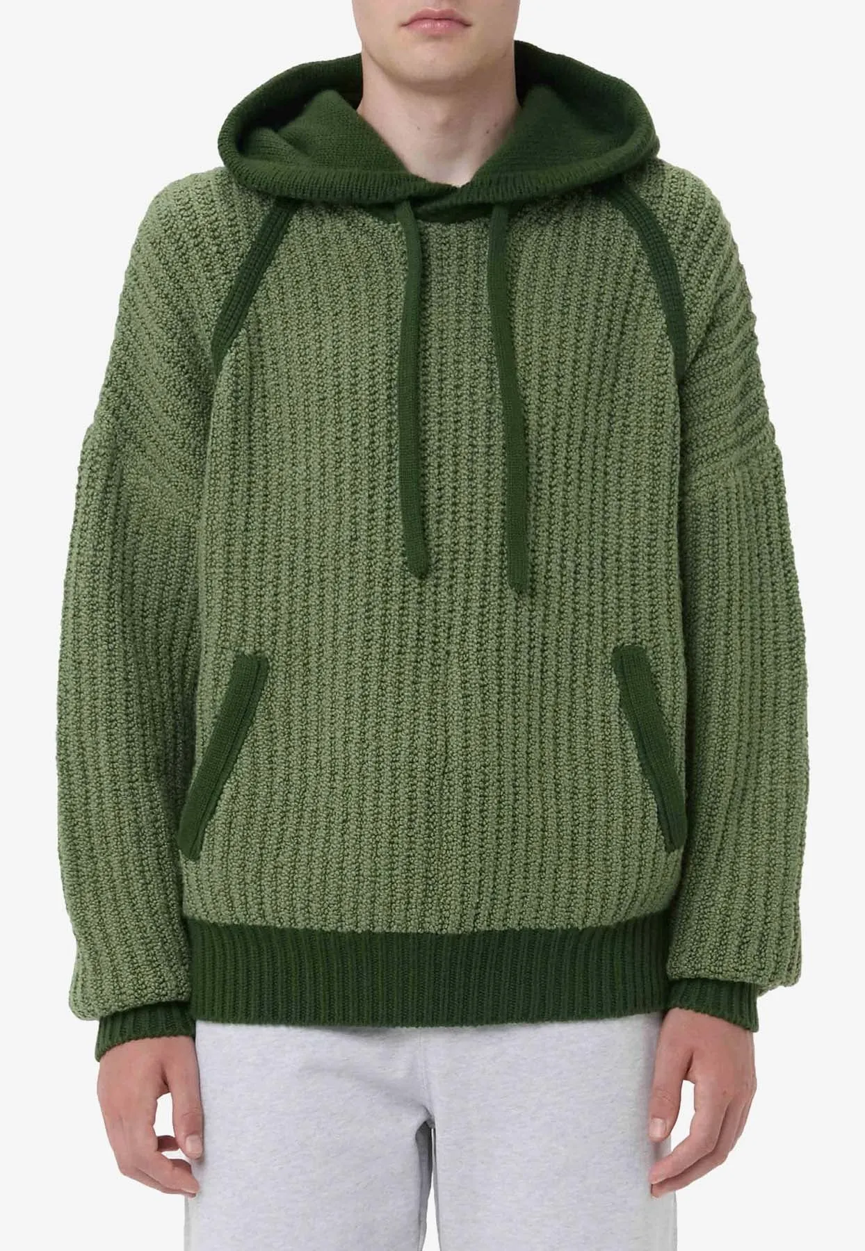 Textured Knit Drawstring Hoodie
