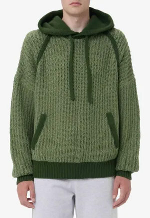 Textured Knit Drawstring Hoodie