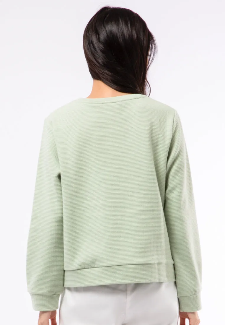Textured Round Neck Sweatshirt
