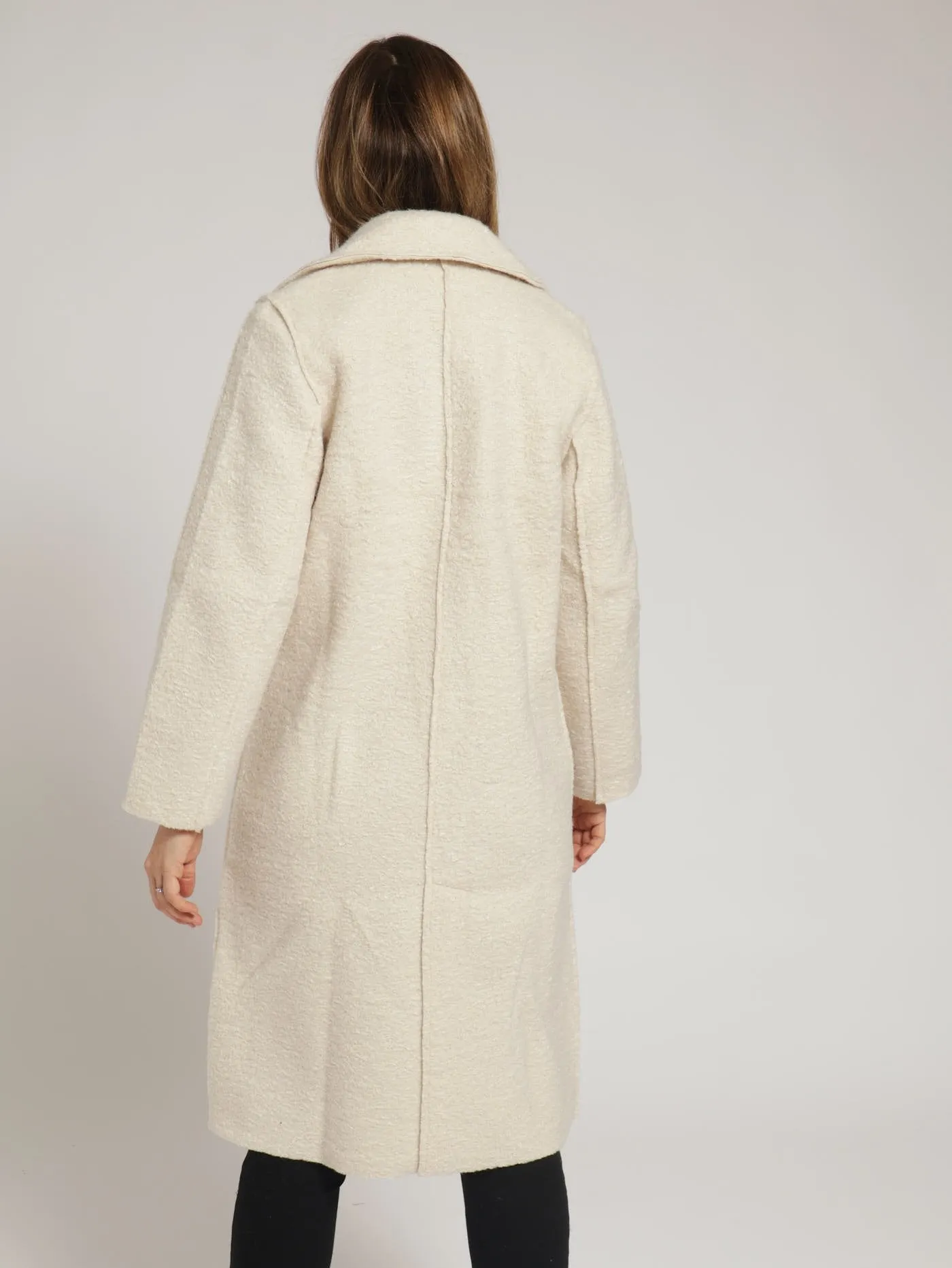 Textured Two Button Coat - Cream