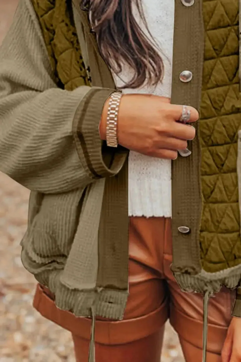 'Thea' Patchwork Long Sleeve Jacket