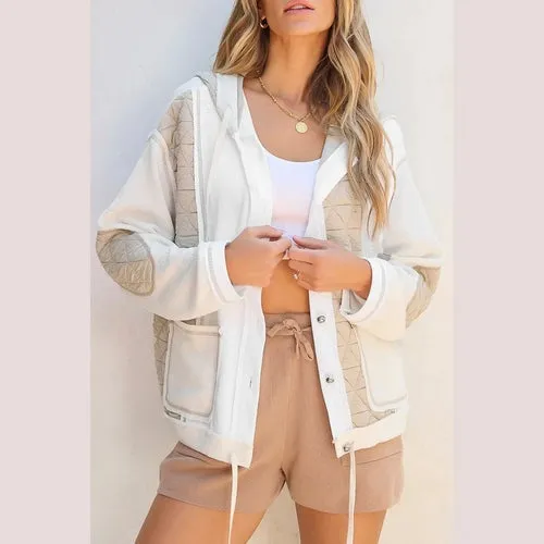 'Thea' Patchwork Long Sleeve Jacket