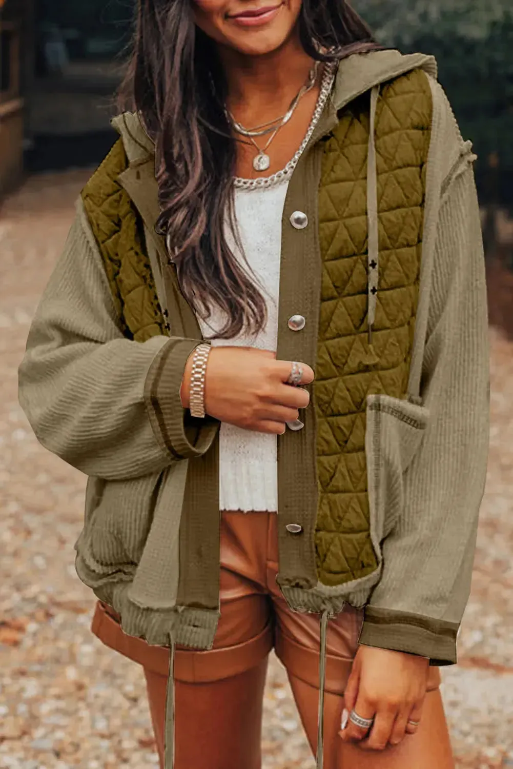 'Thea' Patchwork Long Sleeve Jacket