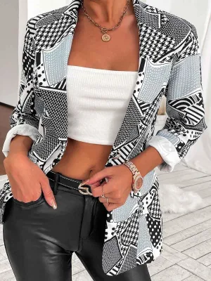 Themeisles Popular Design Print Blazer For Women Fall