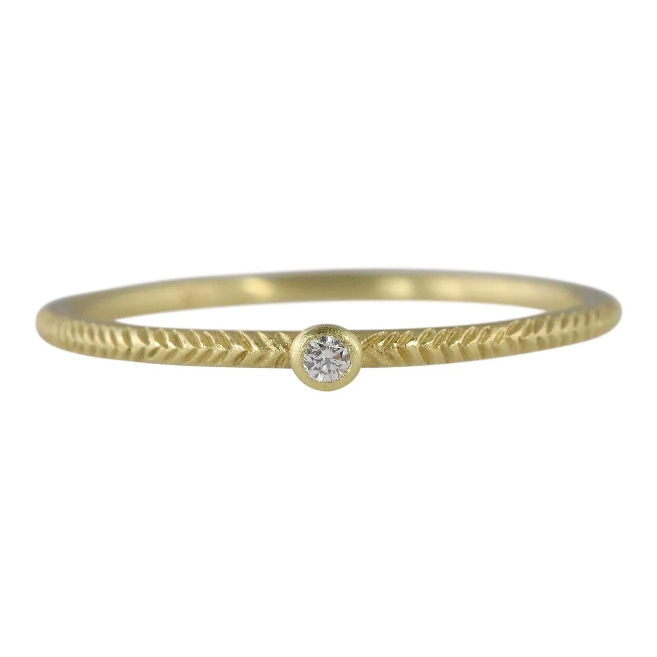 Tiny Feathered Band with Diamond