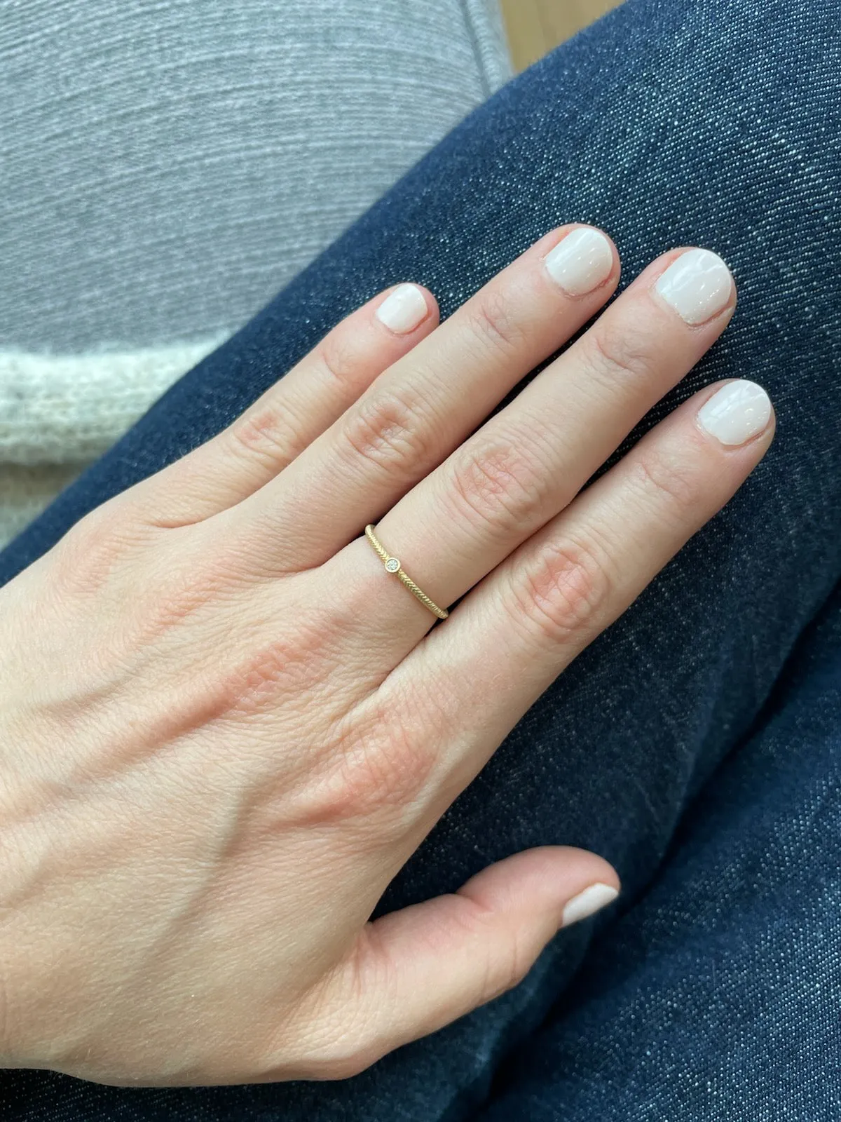 Tiny Feathered Band with Diamond