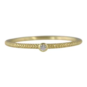 Tiny Feathered Band with Diamond