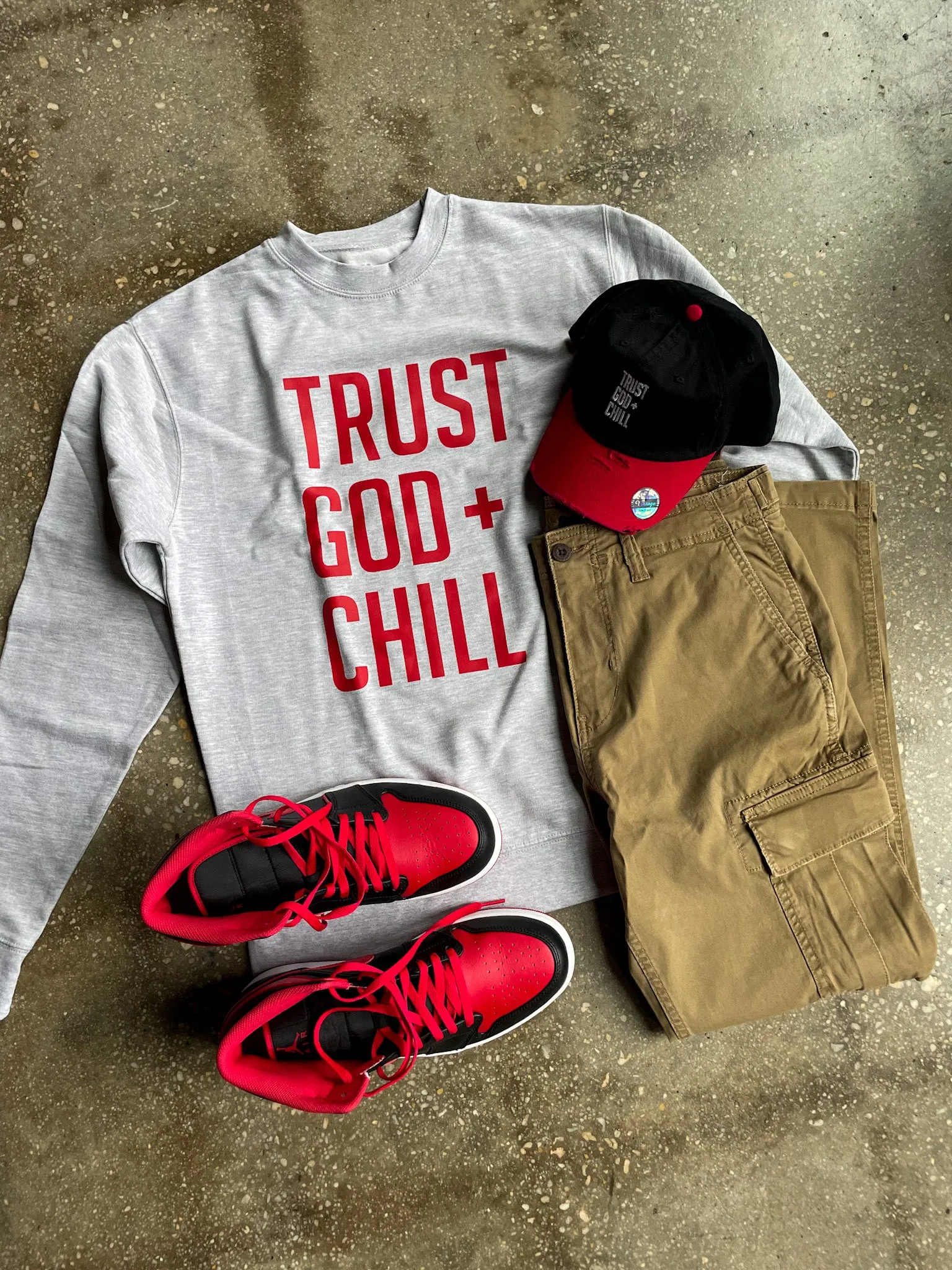 Trust God   Chill Adult Drop Shoulder Sweatshirt