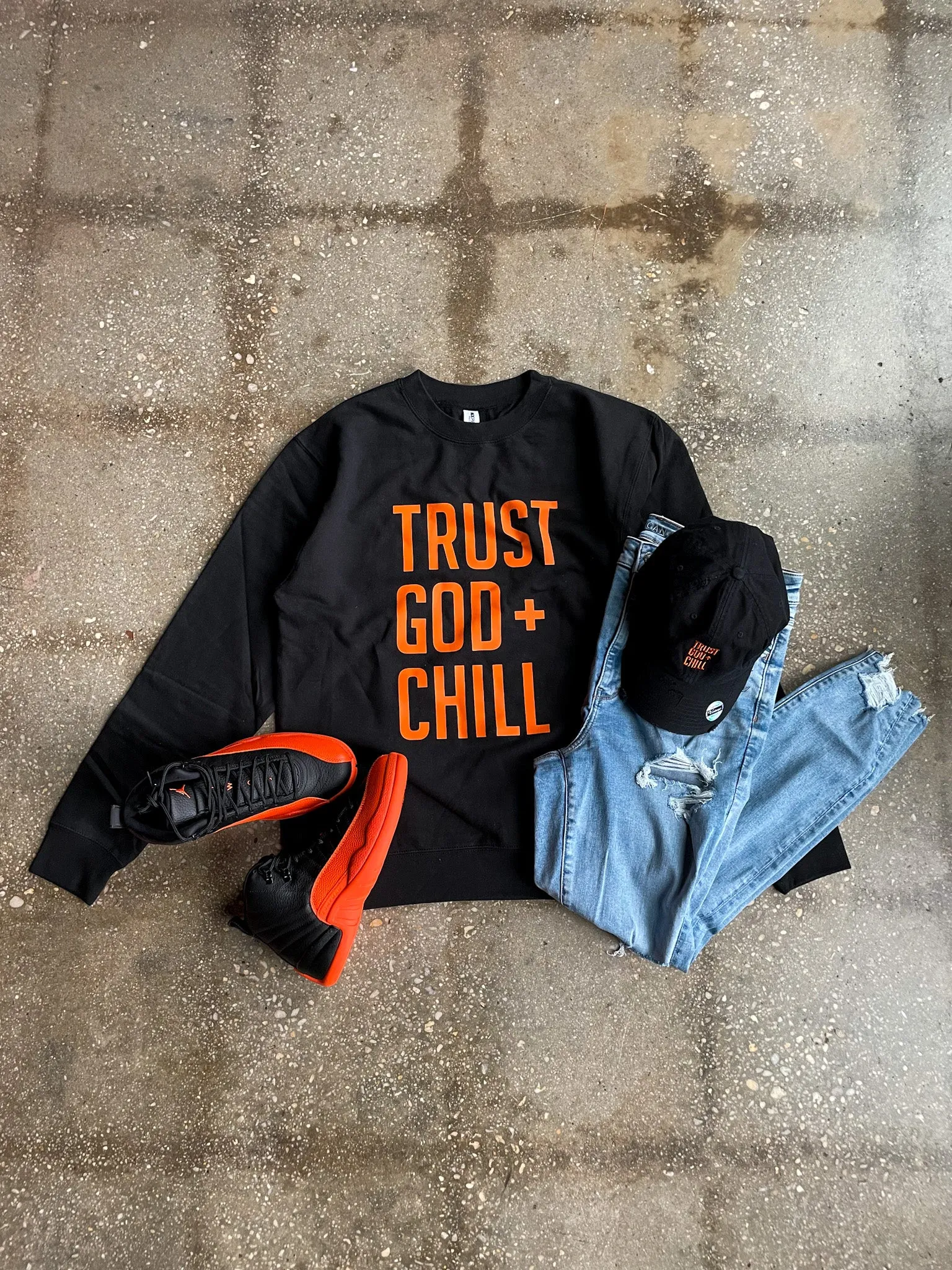 Trust God   Chill Adult Drop Shoulder Sweatshirt