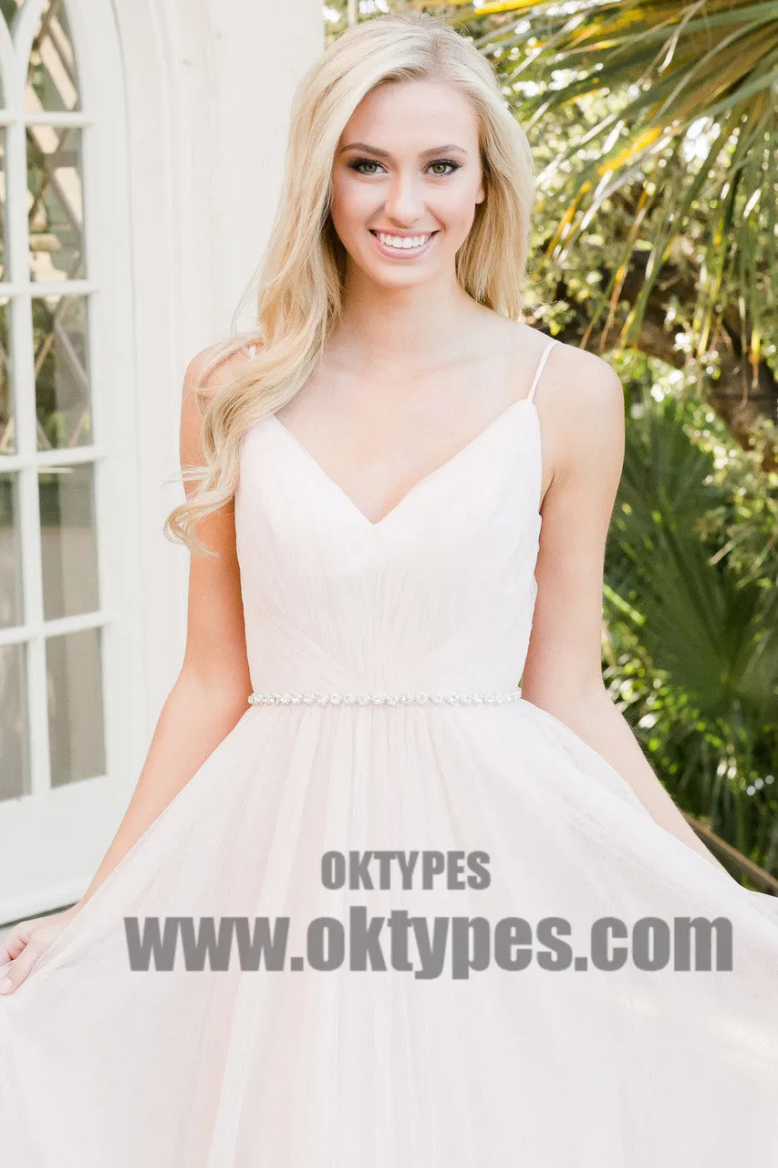 Tulle Long Newest Bridesmaid Dresses With Little Beading, Lovely Bridesmaid Dresses, TYP0391