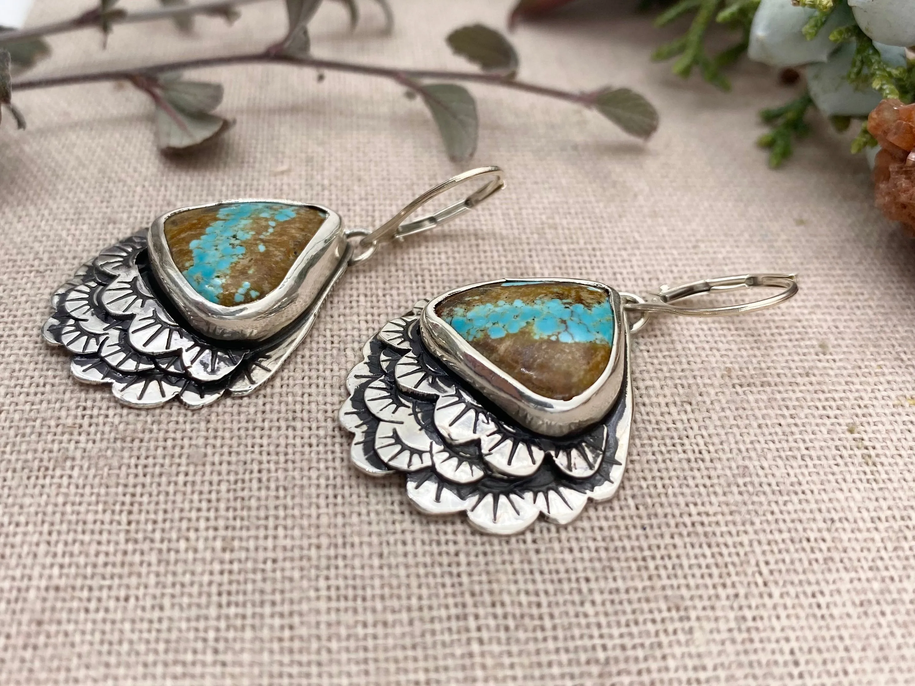 Turquoise Feather Earrings