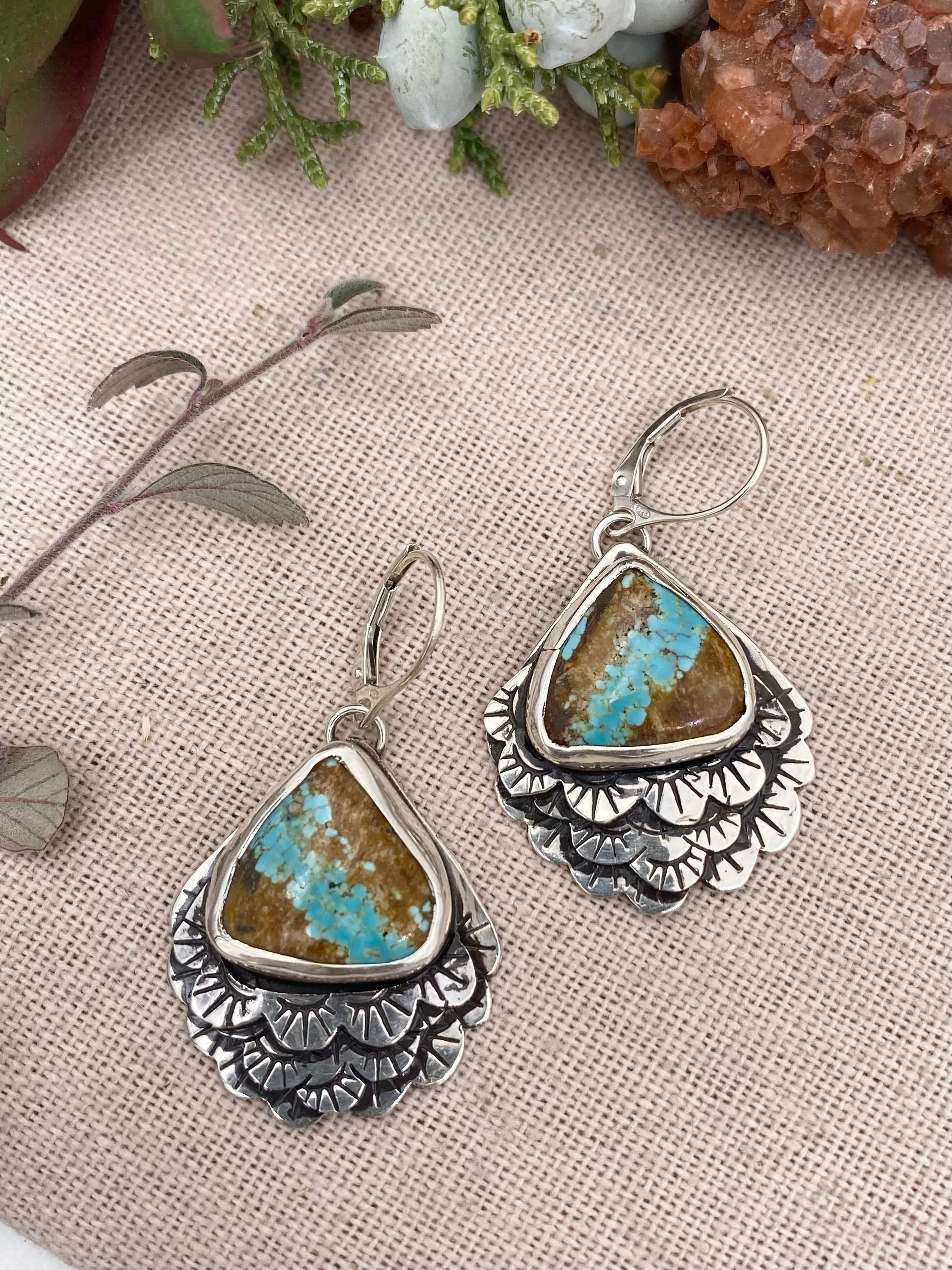 Turquoise Feather Earrings