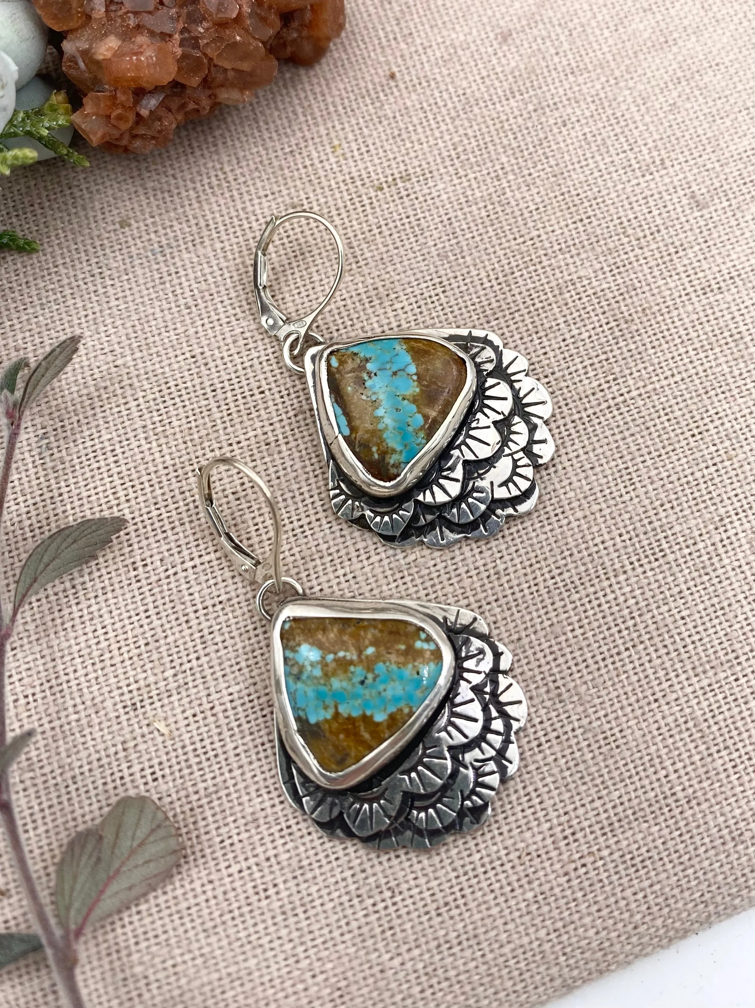 Turquoise Feather Earrings