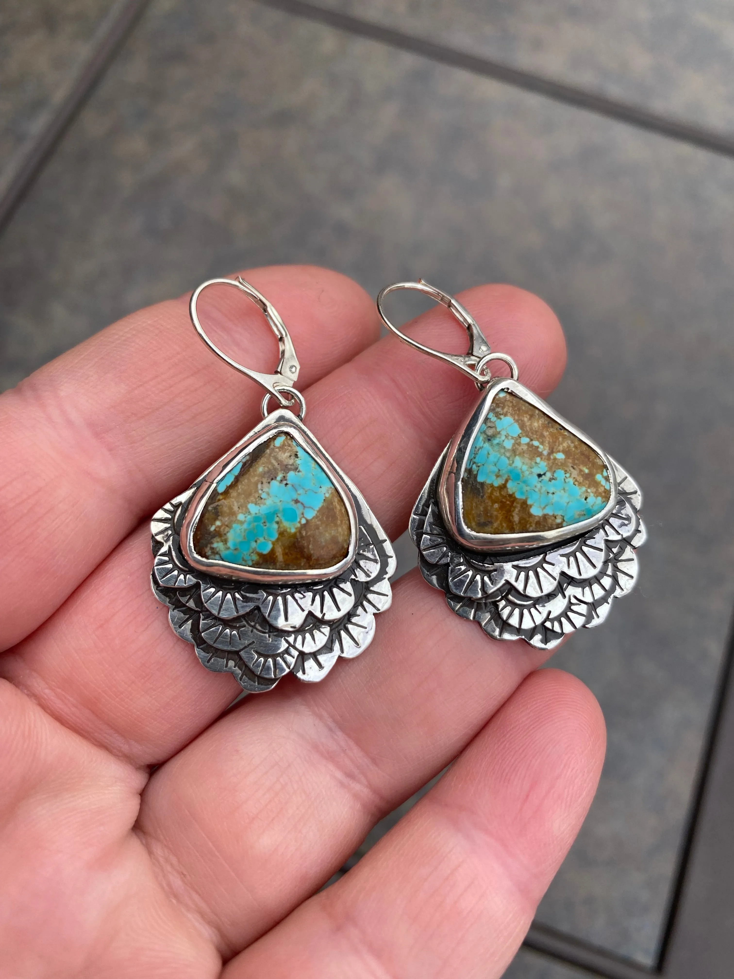 Turquoise Feather Earrings
