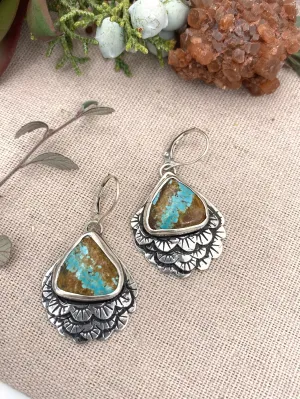 Turquoise Feather Earrings
