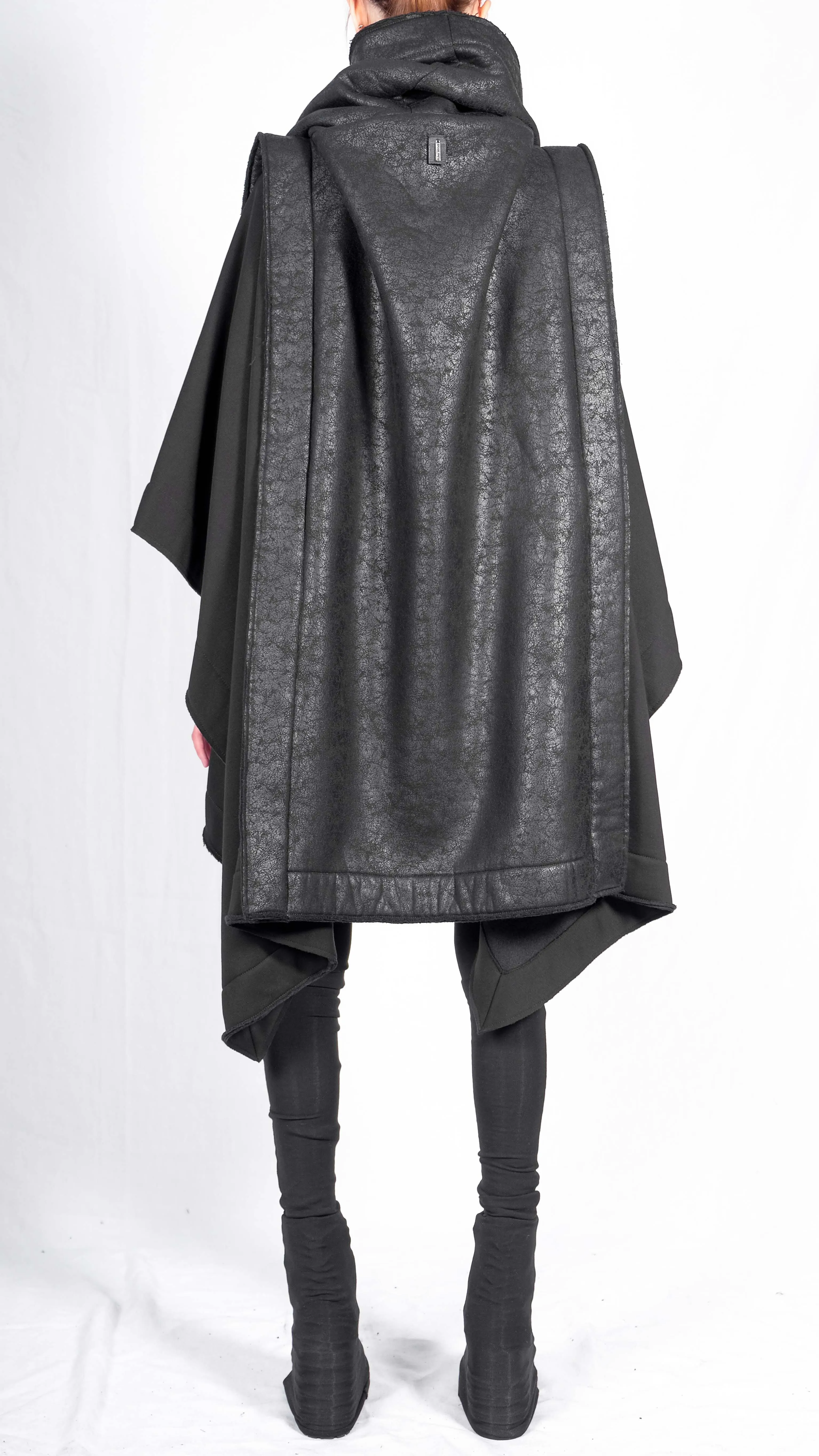 Two Textured Sweatshirt Poncho
