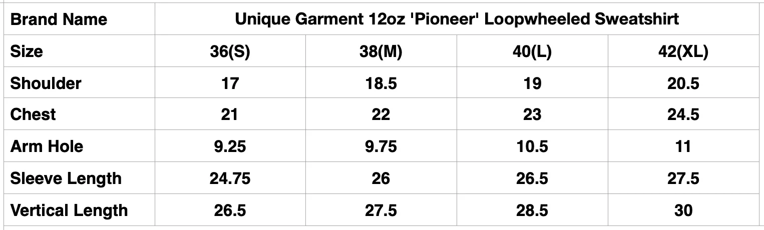 Unique Garment 12oz 'Pioneer' Loopwheeled Sweatshirt (Shadow Black)