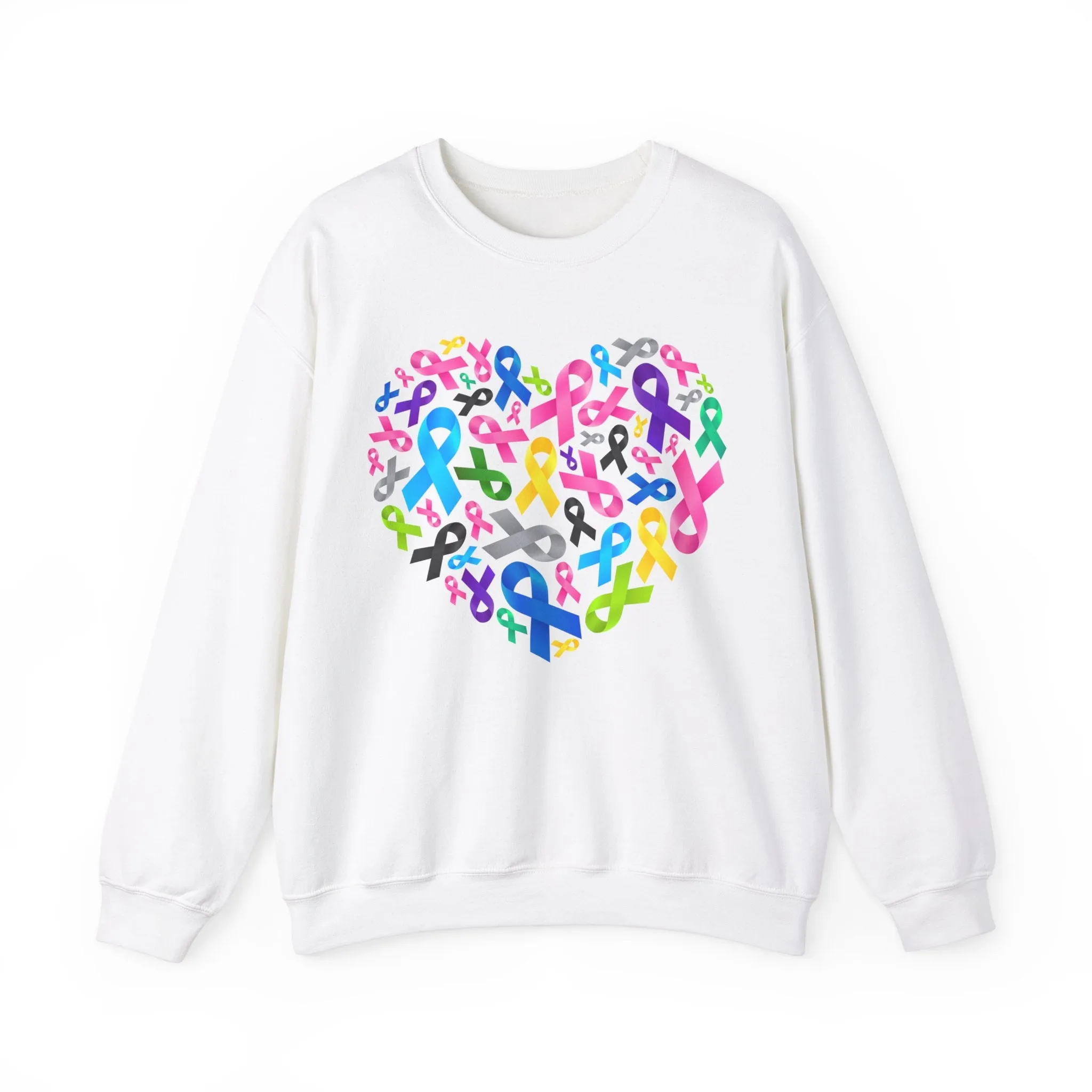Unisex Heavy Blend™ Crewneck Sweatshirt Adult/Teen Activewear Ribbons For Child Abuse Breast Cancer Domestic Violence Awareness Purple Yellow Pink Blue