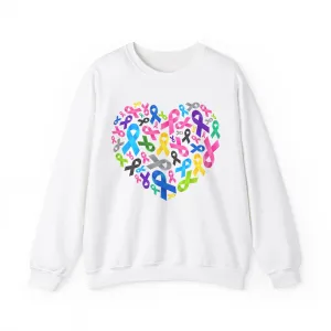 Unisex Heavy Blend™ Crewneck Sweatshirt Adult/Teen Activewear Ribbons For Child Abuse Breast Cancer Domestic Violence Awareness Purple Yellow Pink Blue