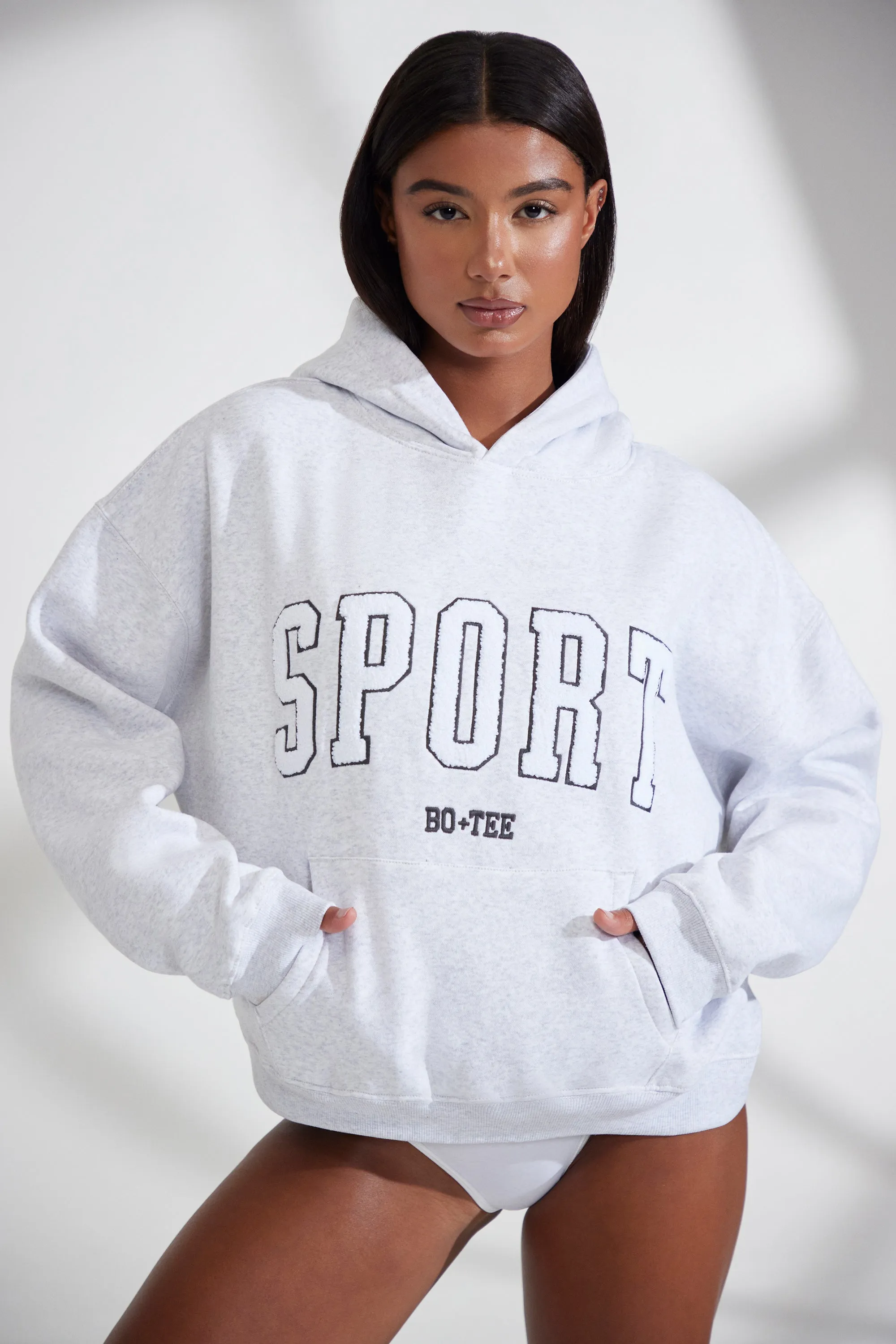 Varsity - Oversized Hooded Sweatshirt in Heather Grey
