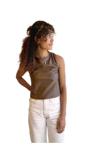 Vegan leather Tank Top in chestnut
