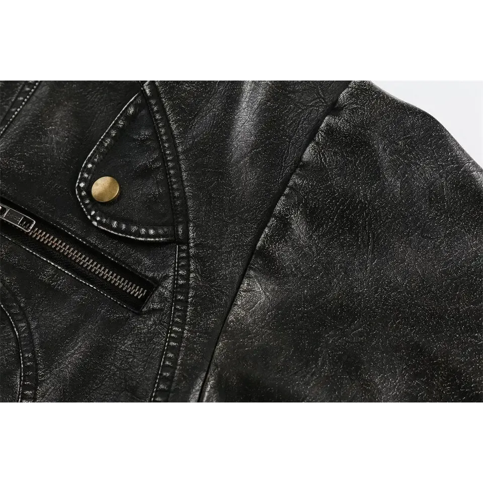 Vintage Chic Y2K Soft Leather Jacket in Cotton and Fur Blend