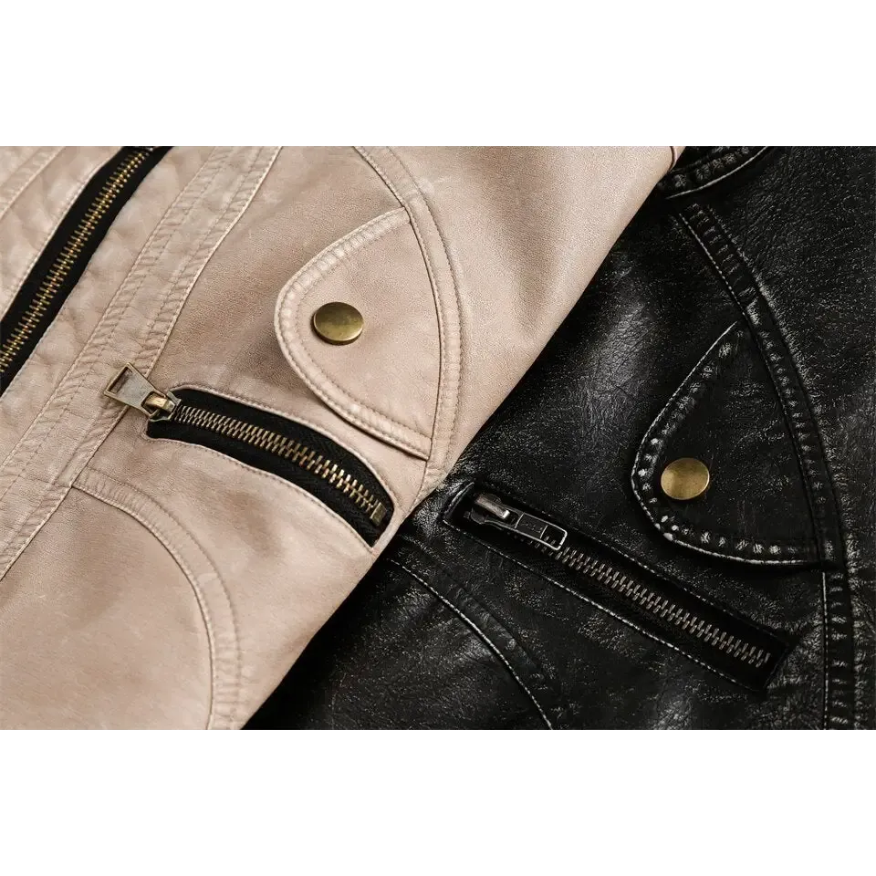 Vintage Chic Y2K Soft Leather Jacket in Cotton and Fur Blend