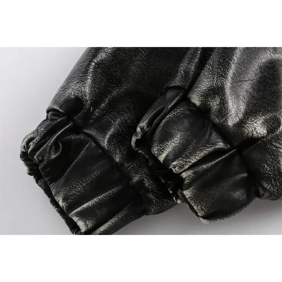 Vintage Chic Y2K Soft Leather Jacket in Cotton and Fur Blend
