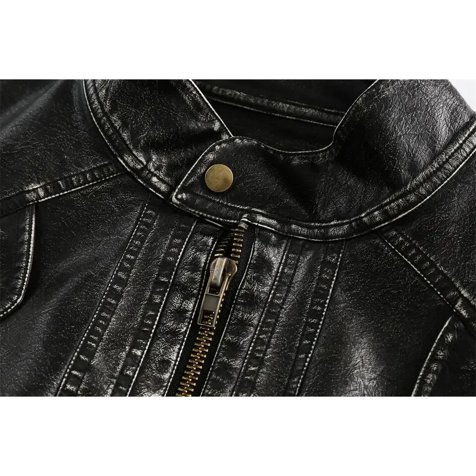 Vintage Chic Y2K Soft Leather Jacket in Cotton and Fur Blend