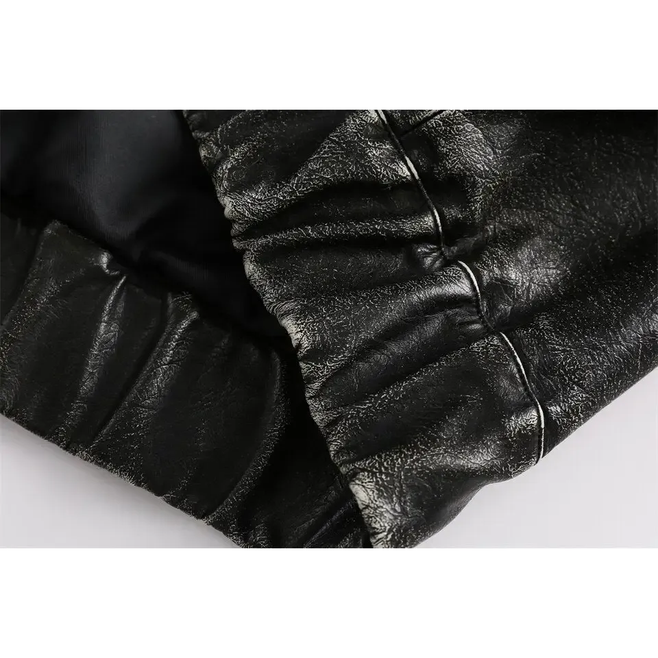 Vintage Chic Y2K Soft Leather Jacket in Cotton and Fur Blend