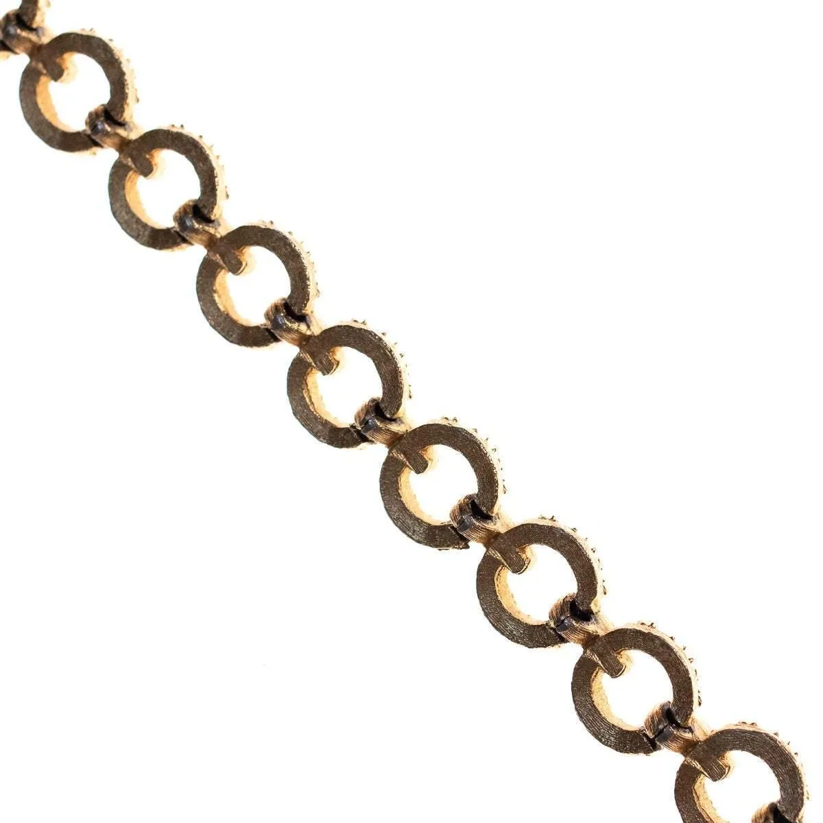 Vintage Crown Trifari Gold Textured Bracelet with Round Links