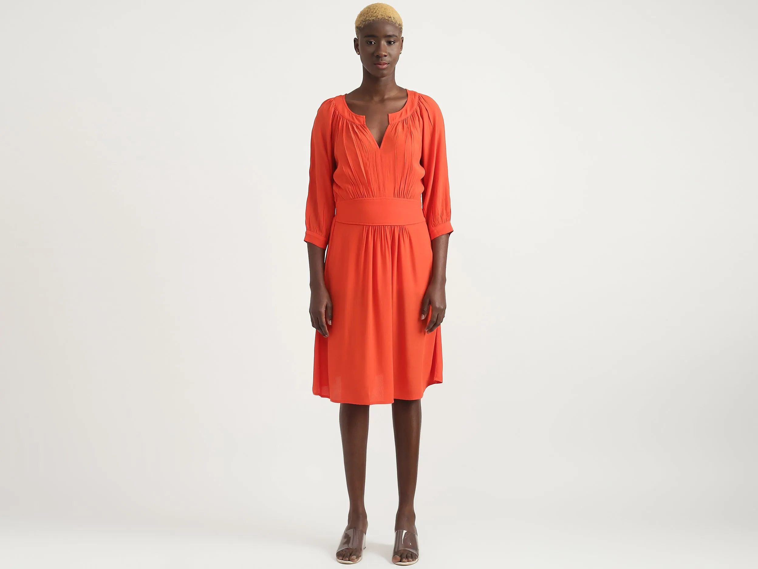 Viscose Solid V-Neck Women Dresses