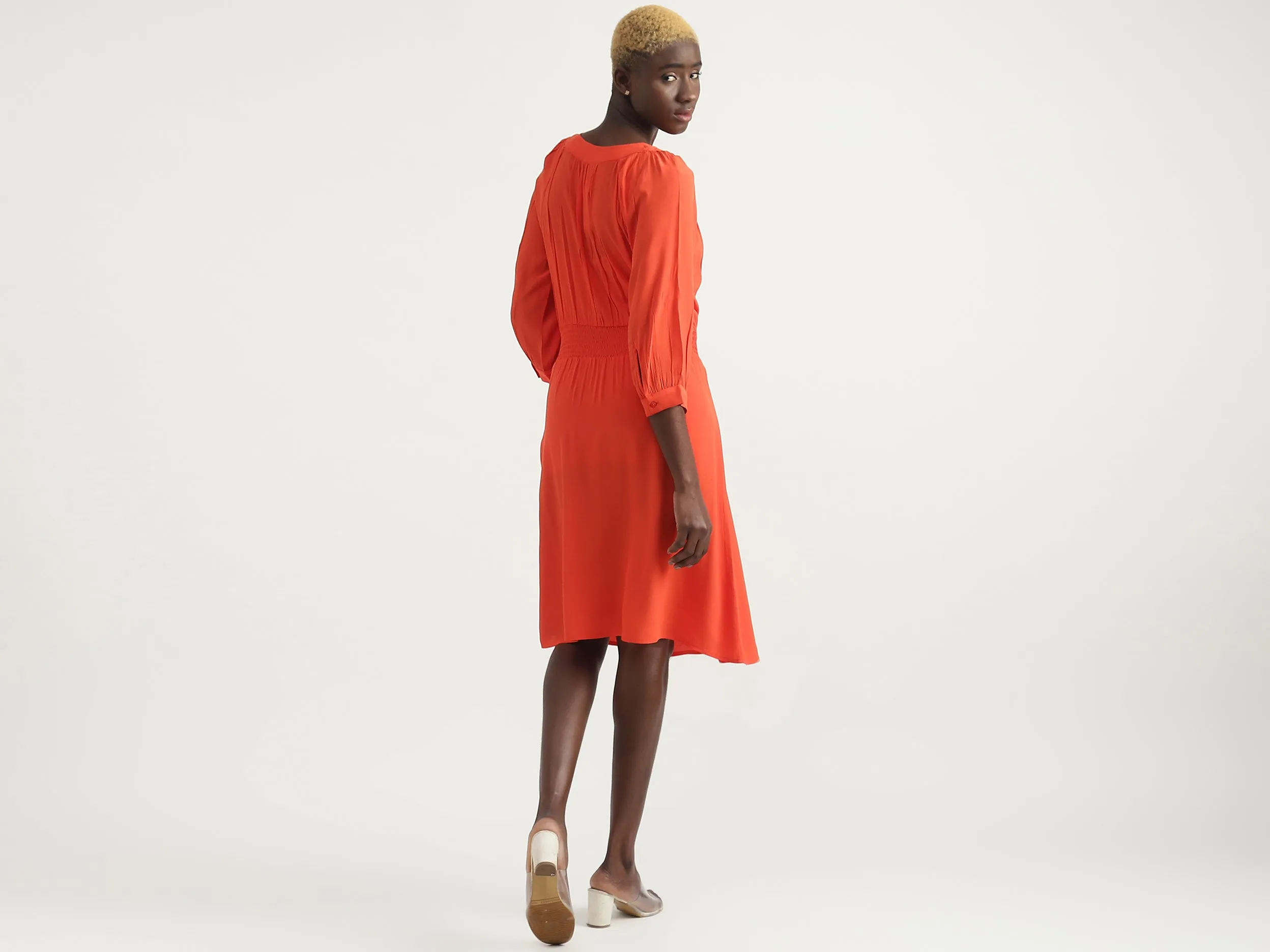 Viscose Solid V-Neck Women Dresses