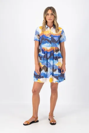 Vista Villa Dress Blue in Cotton
