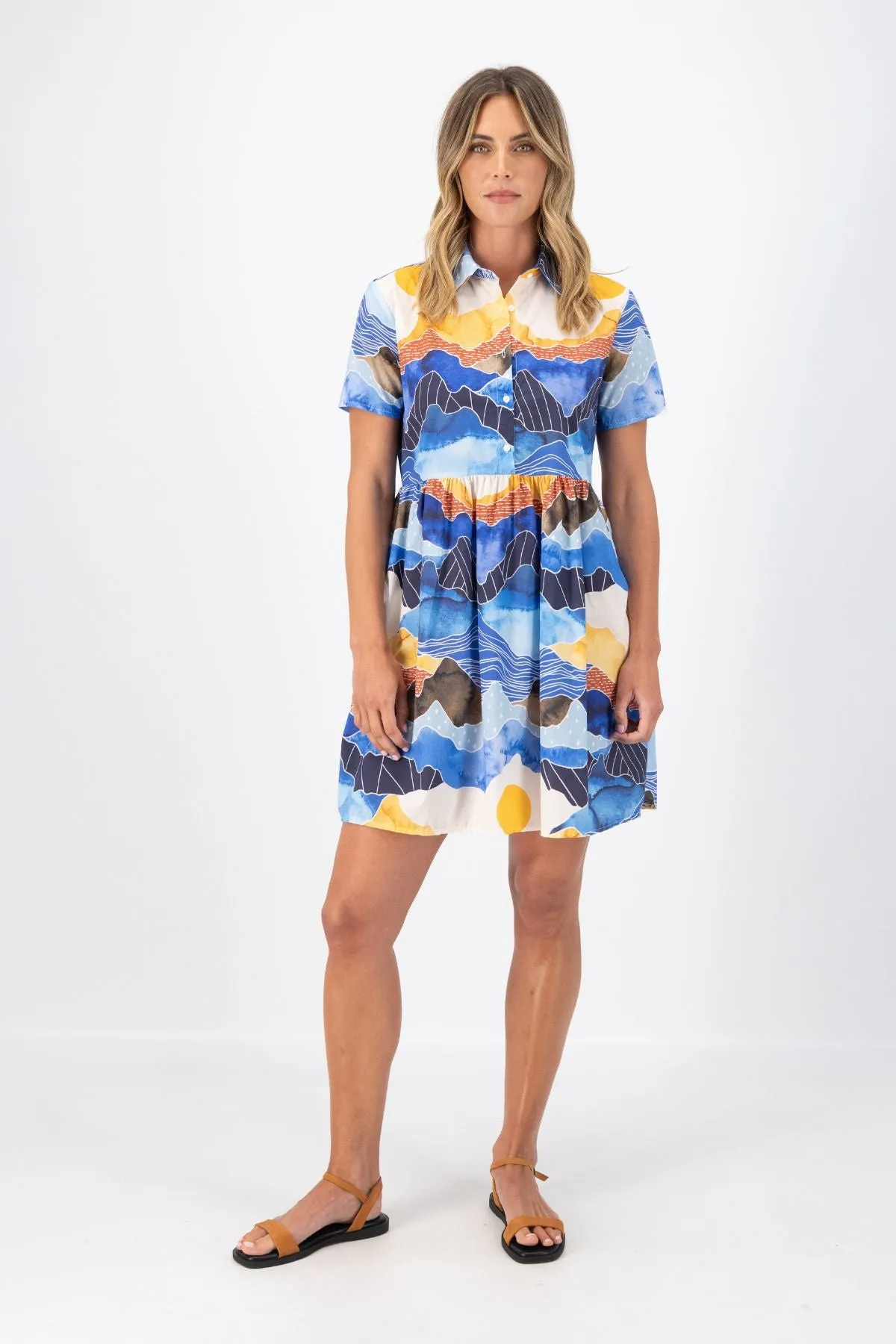 Vista Villa Dress Blue in Cotton