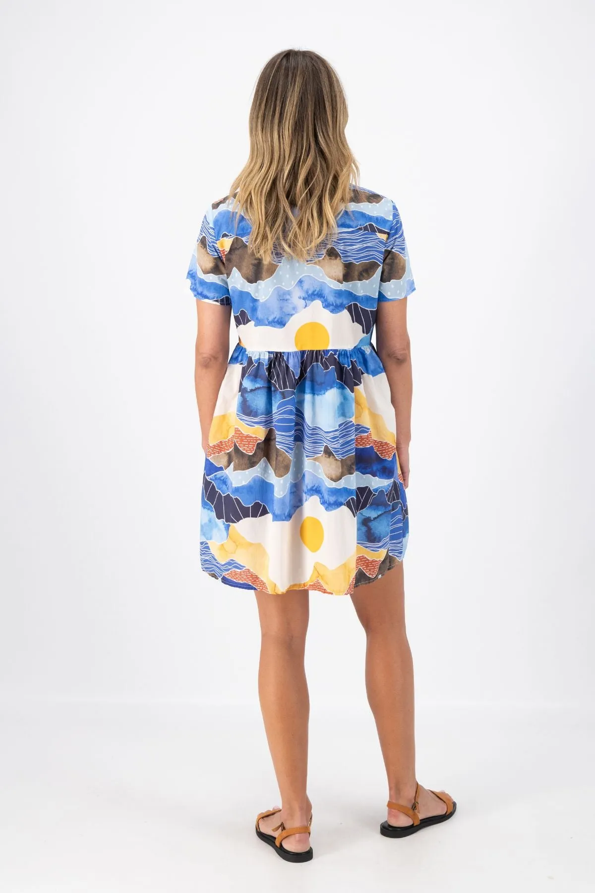 Vista Villa Dress Blue in Cotton